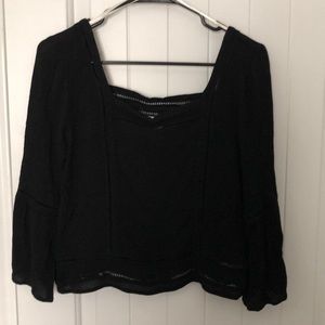 Forever 21 Black Boho Bell-Sleeved Top